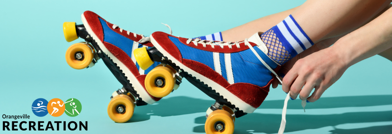 Girl lacing up roller skates